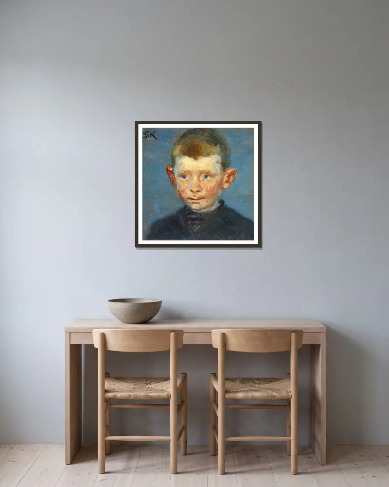 Hlava chlapce, Peder Severin Krøyer v rámu na stěně