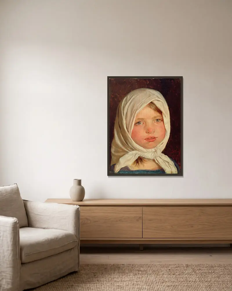 Liten flicka från Hornbæk av Peder Severin Krøyer inramad på en vägg