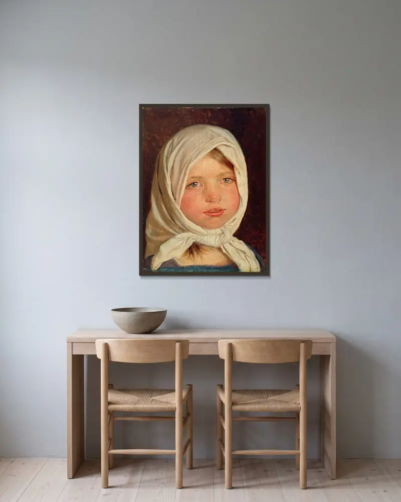 Liten flicka från Hornbæk av Peder Severin Krøyer inramad på en vägg
