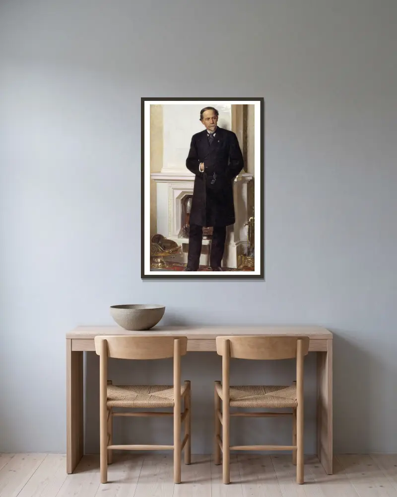 Porträtt av arkitekten F. Meldahl av Peder Severin Krøyer inramad på en vägg