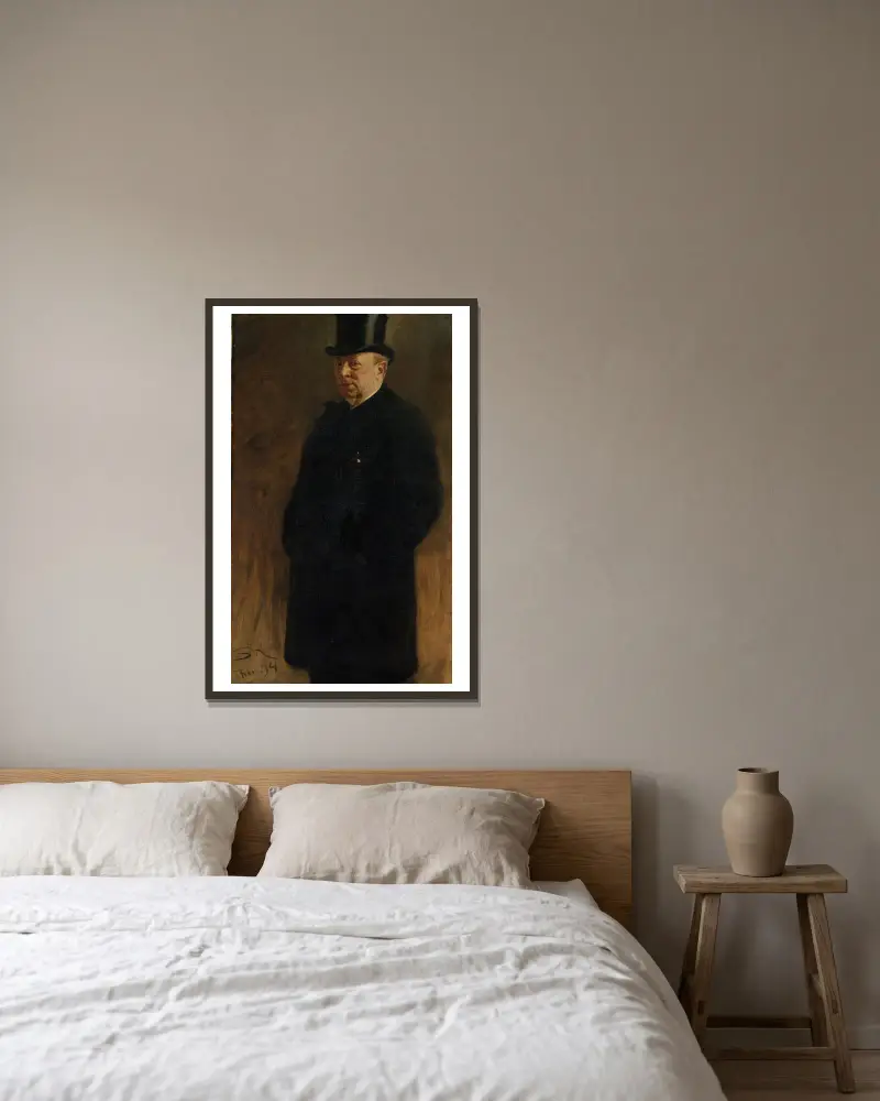 Porträtt av en man (studie för Börsen i Köpenhamn) av Peder Severin Krøyer inramad på en vägg