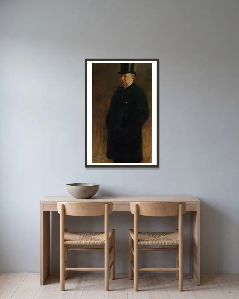 Porträtt av en man (studie för Börsen i Köpenhamn) av Peder Severin Krøyer inramad på en vägg
