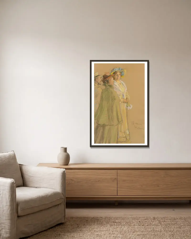 Poczmistrz Schrøder, Anna Ancher i Henny Brodersen, Peder Severin Krøyer w ramie na ścianie