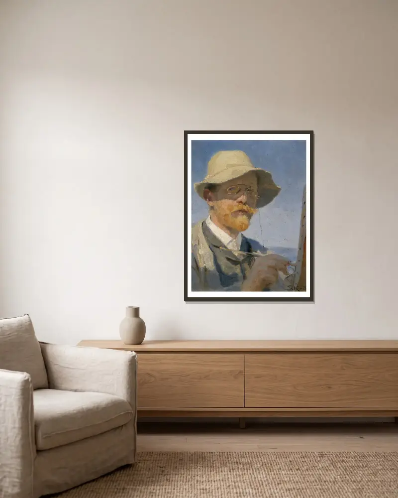 Autoportret, 1888, Peder Severin Krøyer w ramie na ścianie