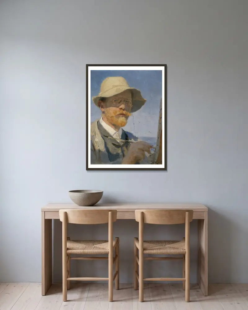 Autoportret, 1888, Peder Severin Krøyer w ramie na ścianie