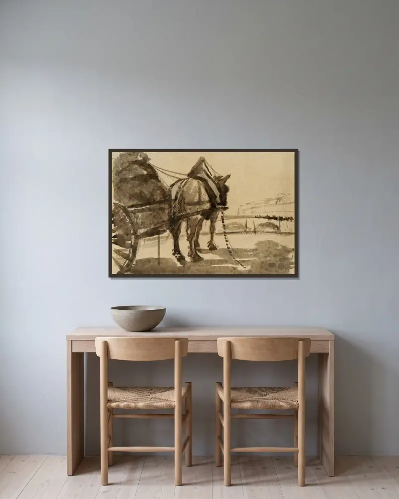The Horse av Donald Shaw MacLaughlan inramad på en vägg