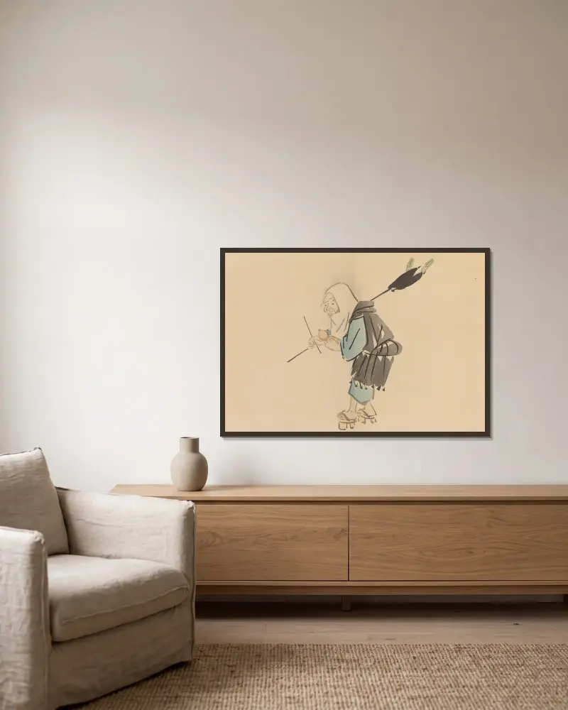 Zeshin iboku tairyūkyo gafu, Tafel 11 von Shibata Zeshin gerahmt an einer Wand