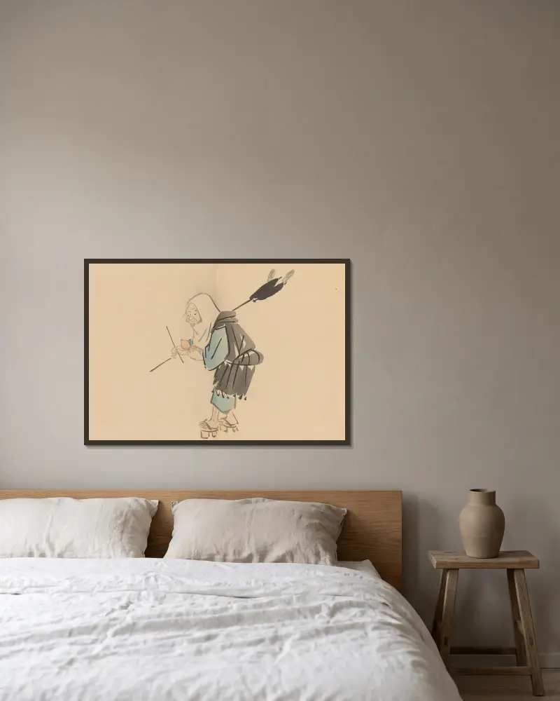 Zeshin iboku tairyūkyo gafu, Tafel 11 von Shibata Zeshin gerahmt an einer Wand