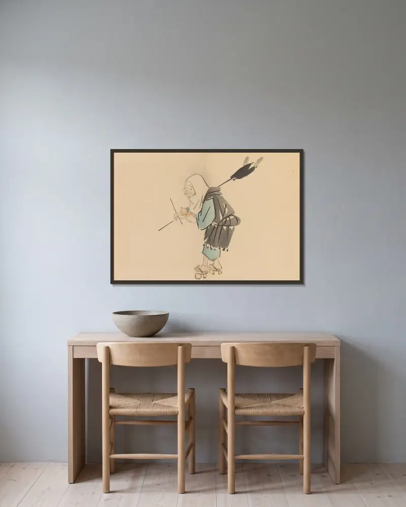 Zeshin iboku tairyūkyo gafu, Tafel 11 von Shibata Zeshin gerahmt an einer Wand