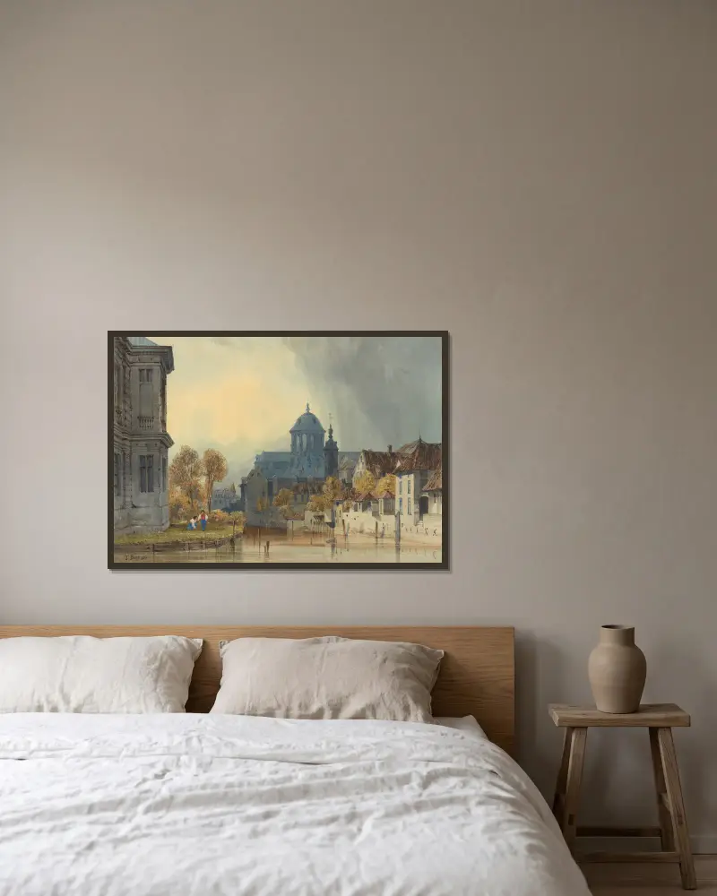Blick auf die Liebfrauenkirche von Hanswijk, Mechelen (Malines), Belgien von Thomas Shotter Boys gerahmt an einer Wand