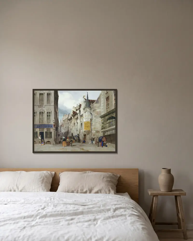 Korsningen rue Bailleul och Jean Tison, nuvarande 1:a arrondissementet, Paris av Thomas Shotter Boys inramad på en vägg