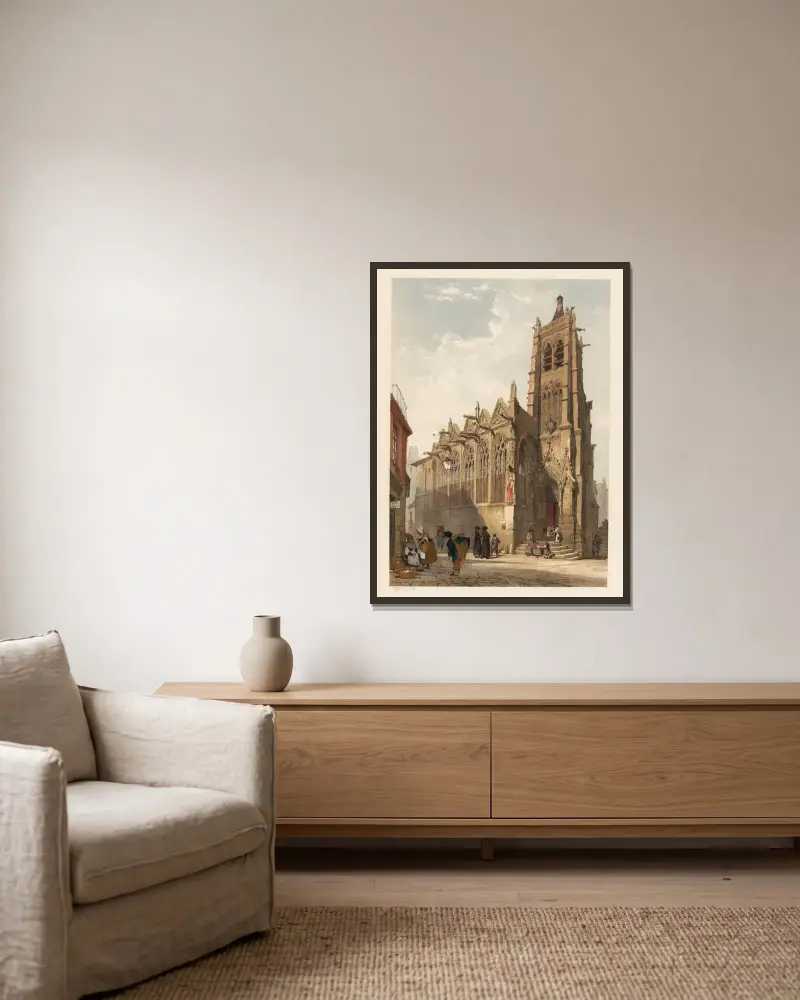 Saint-Séverin, Paris av Thomas Shotter Boys inramad på en vägg
