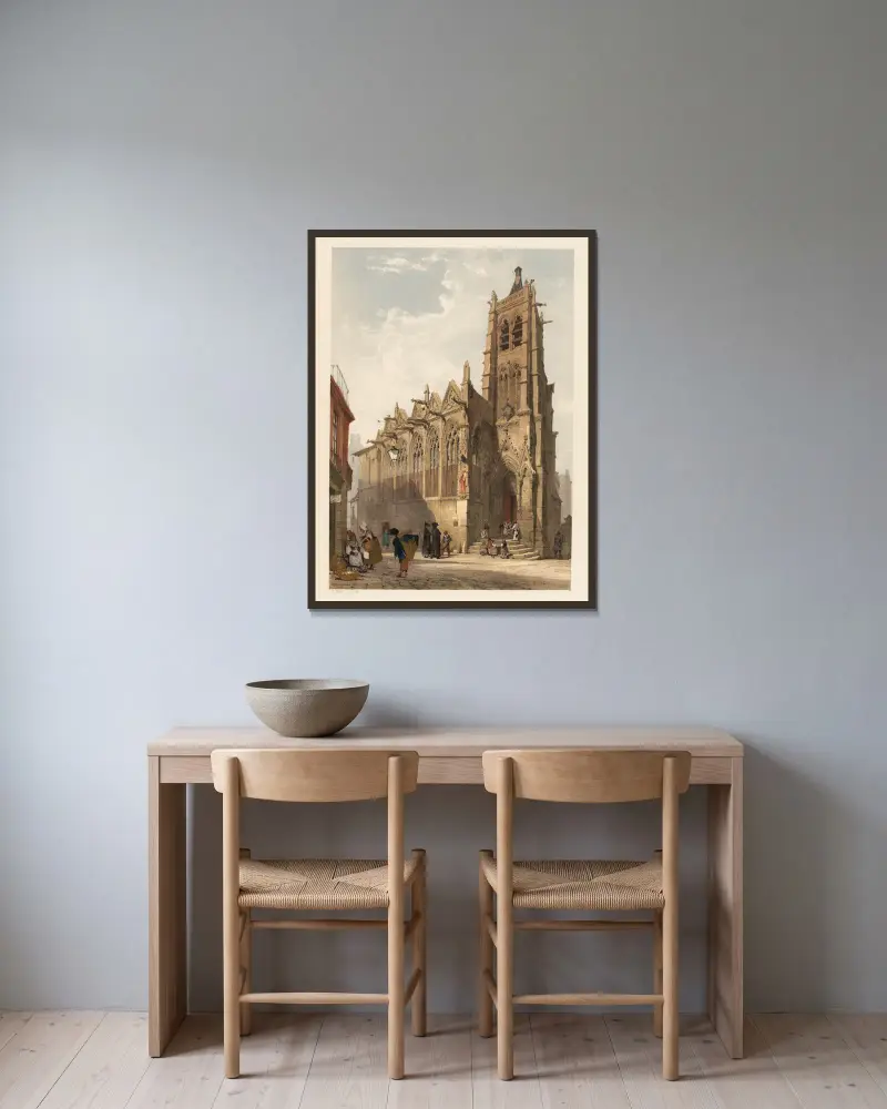 Saint-Séverin, Paris av Thomas Shotter Boys inramad på en vägg