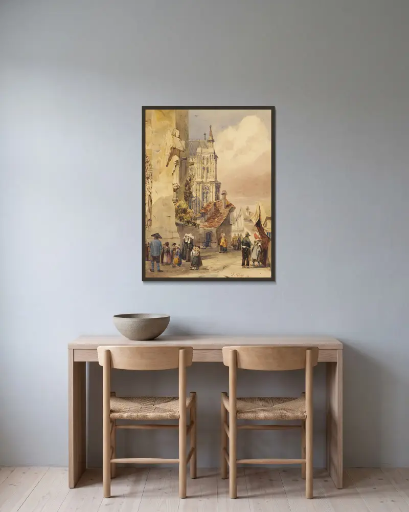 The Cathedral, Bruges av Thomas Shotter Boys inramad på en vägg