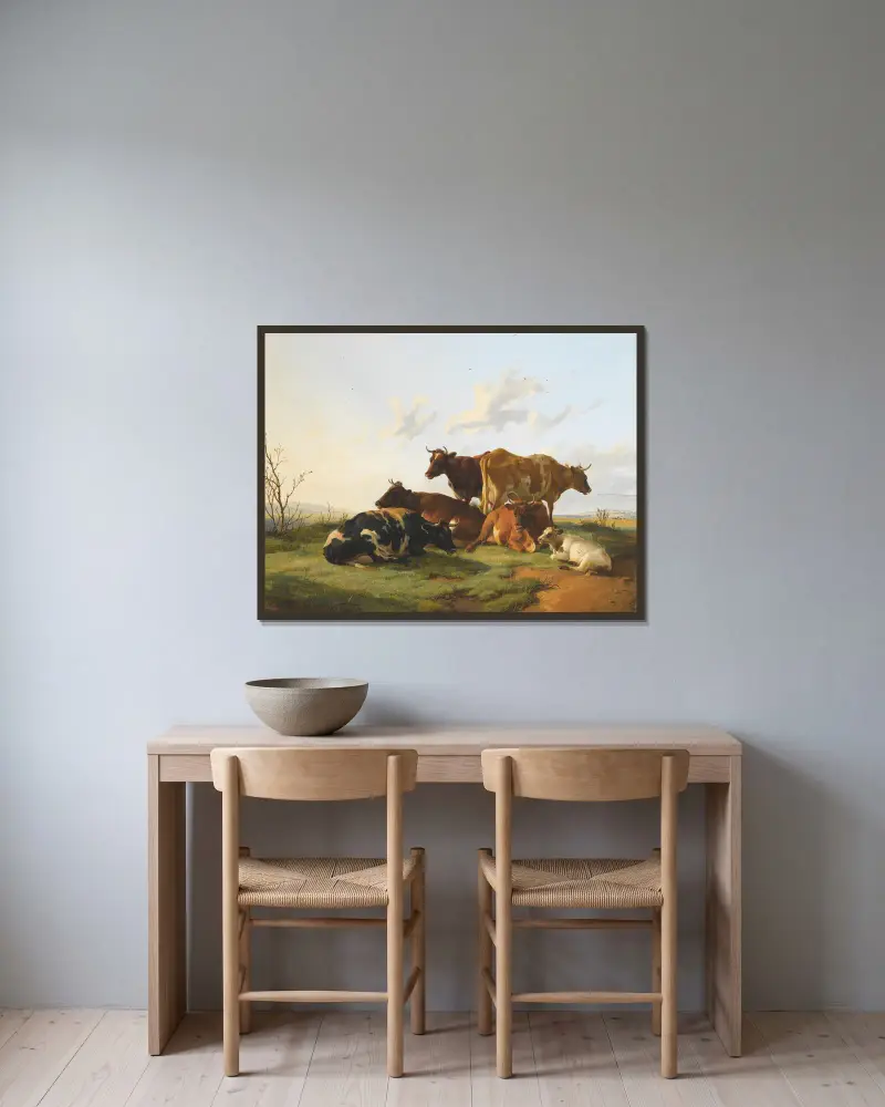 Cattle Grazing In Canterbury Meadows av Thomas Sidney Cooper inramad på en vägg
