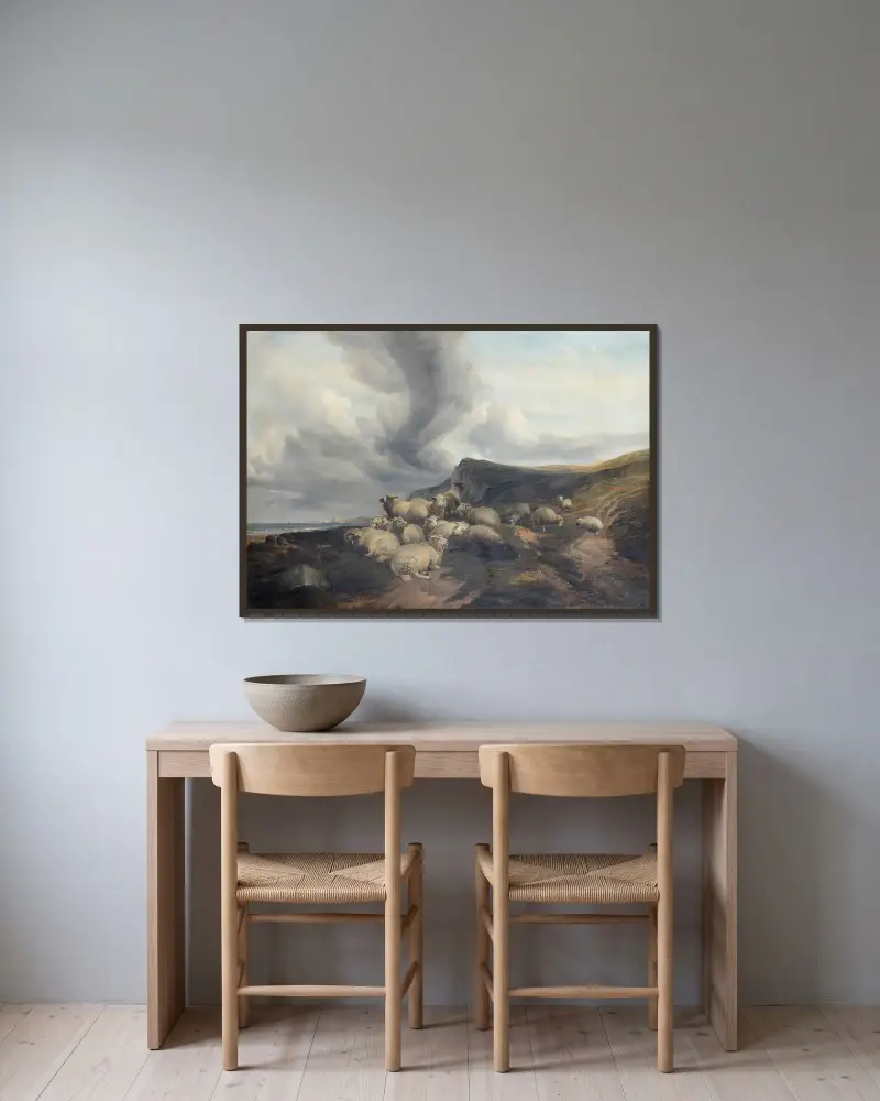 Herds av Thomas Sidney Cooper inramad på en vägg