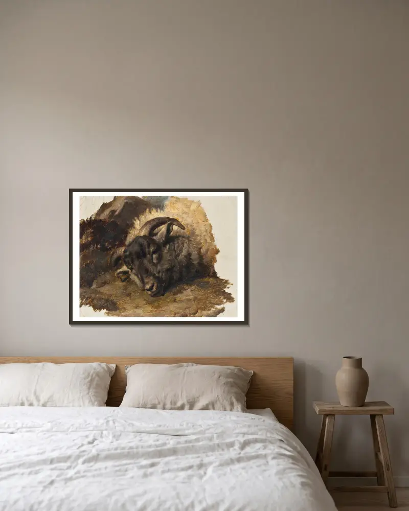 Study Of A Ram’s Head av Thomas Sidney Cooper inramad på en vägg
