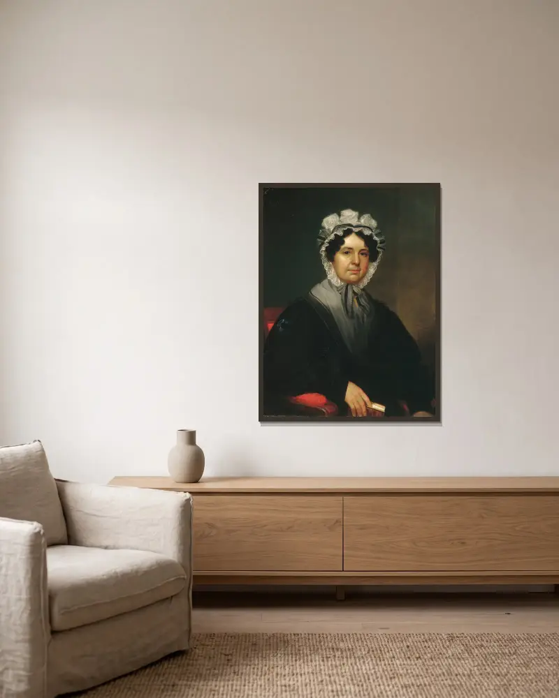 Mrs. Gideon Tucker av William Sidney Mount inramad på en vägg