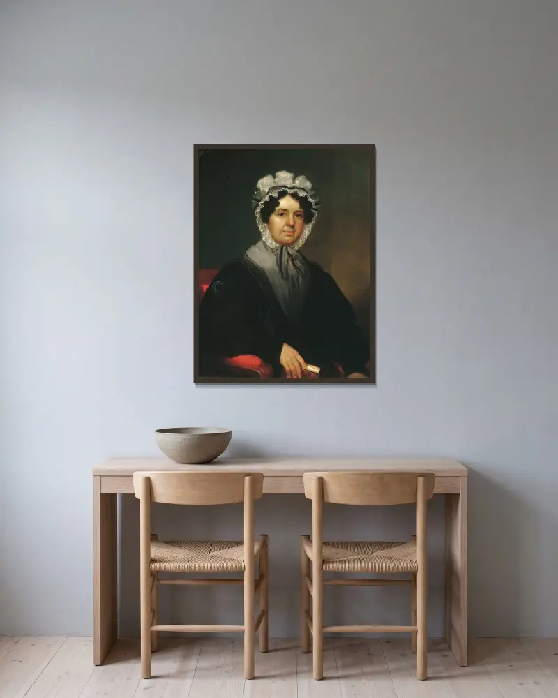 Mrs. Gideon Tucker av William Sidney Mount inramad på en vägg