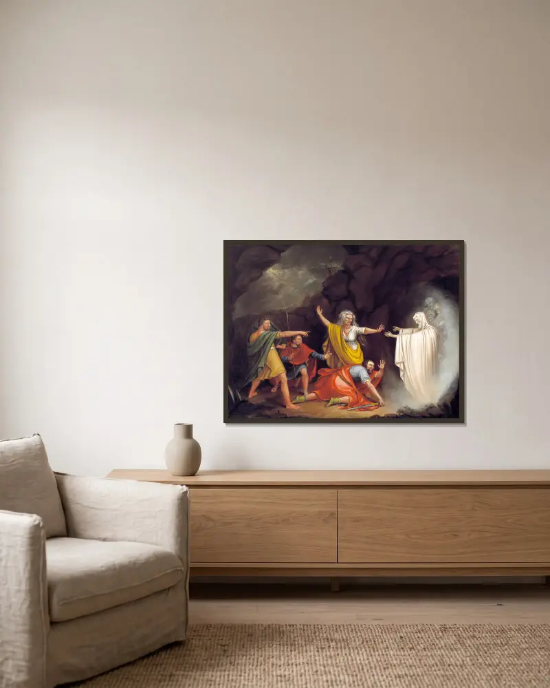 Saul och anden från Endor av William Sidney Mount inramad på en vägg