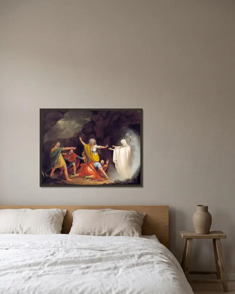 Saul och anden från Endor av William Sidney Mount inramad på en vägg