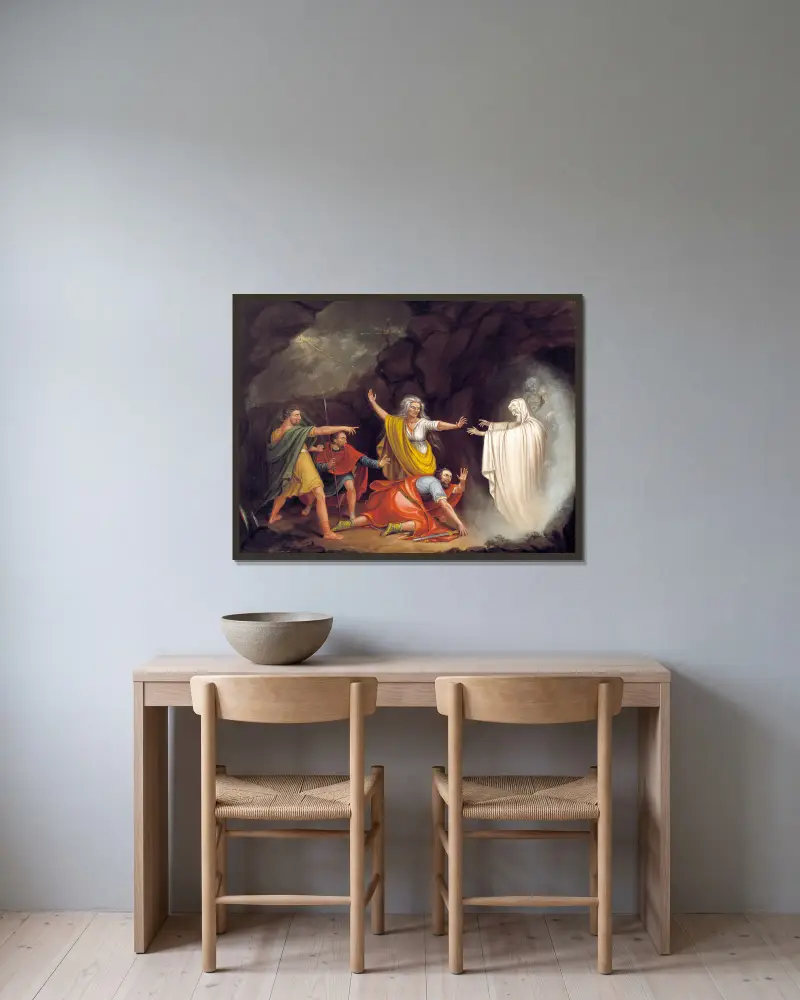 Saul och anden från Endor av William Sidney Mount inramad på en vägg