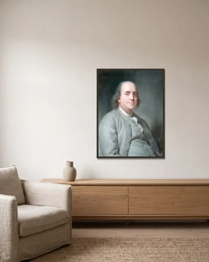 Benjamin Franklin, 1783, Joseph Siffred Duplessis v rámu na stěně