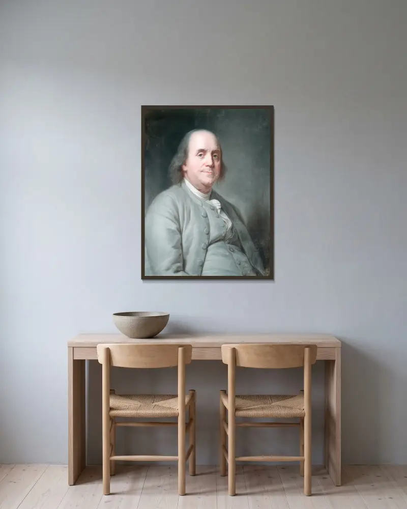 Benjamin Franklin, 1783, Joseph Siffred Duplessis v rámu na stěně