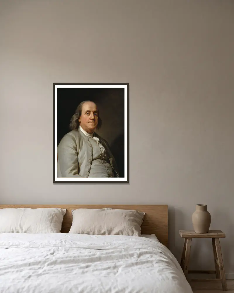 Benjamin Franklin – nr 1 av Joseph Siffred Duplessis inramad på en vägg