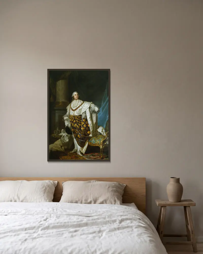 Louis XVI en costume de sacre av Joseph Siffred Duplessis inramad på en vägg