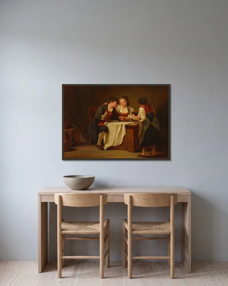Genreszene, 1770 – Nr. 2 von Sigmund Freudenberger gerahmt an einer Wand
