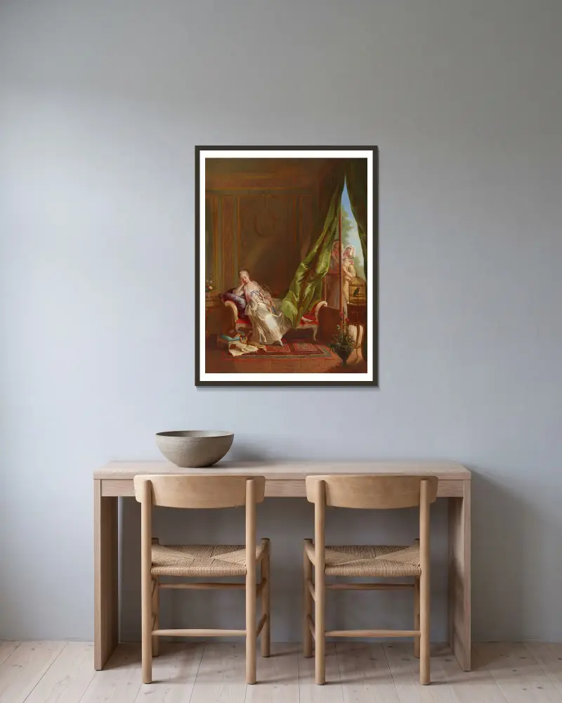 Le Boudoir av Sigmund Freudenberger inramad på en vägg