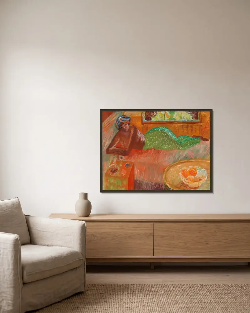Reclining Odalisque von Sigrid Hjertén gerahmt an einer Wand