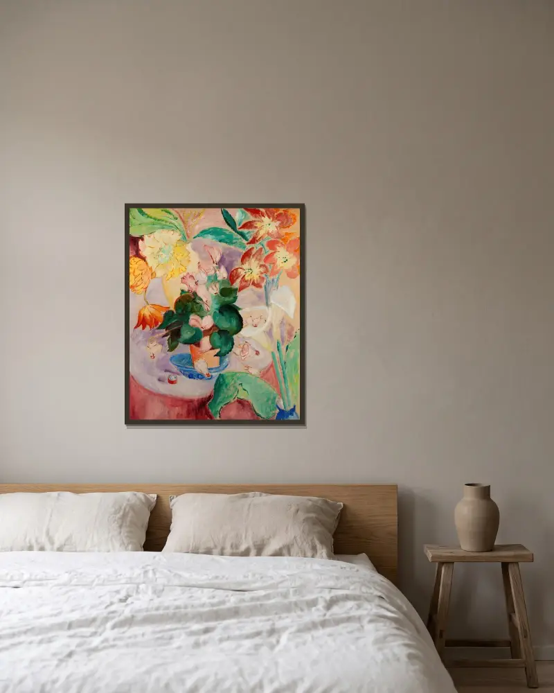 Still Life von Sigrid Hjertén gerahmt an einer Wand