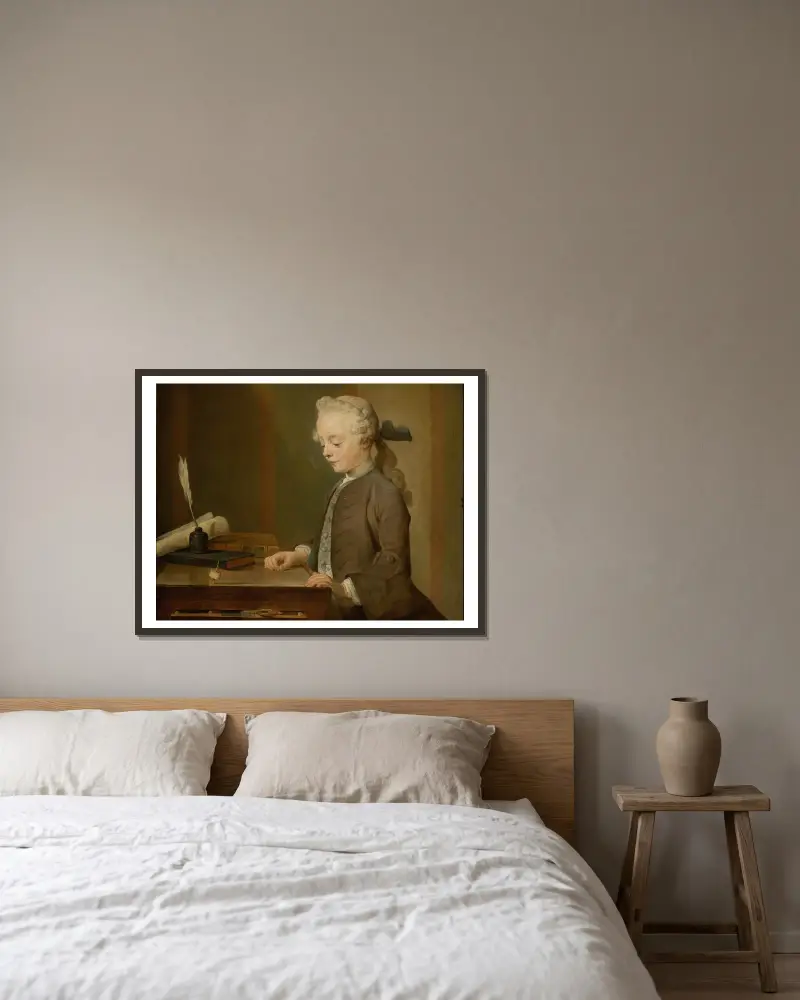 Porträtt av Auguste Gabriel Godefroy av Jean Siméon Chardin inramad på en vägg