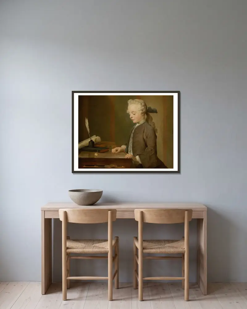 Porträtt av Auguste Gabriel Godefroy av Jean Siméon Chardin inramad på en vägg
