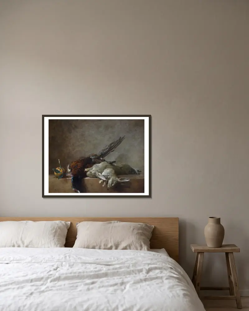 Martwa natura z dziczyzną, Jean Siméon Chardin w ramie na ścianie