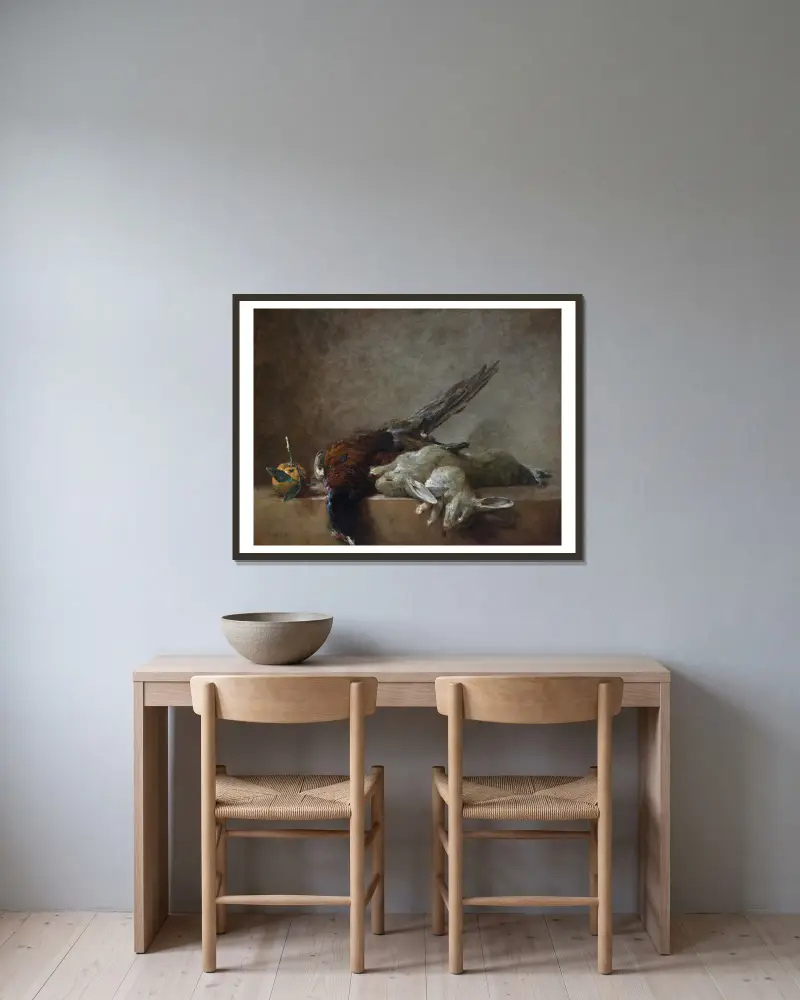 Martwa natura z dziczyzną, Jean Siméon Chardin w ramie na ścianie