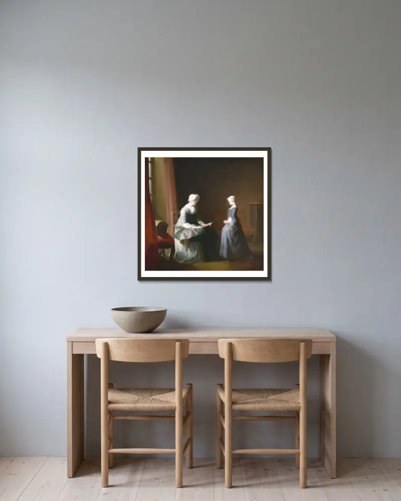 Dobre wychowanie, Jean Siméon Chardin w ramie na ścianie