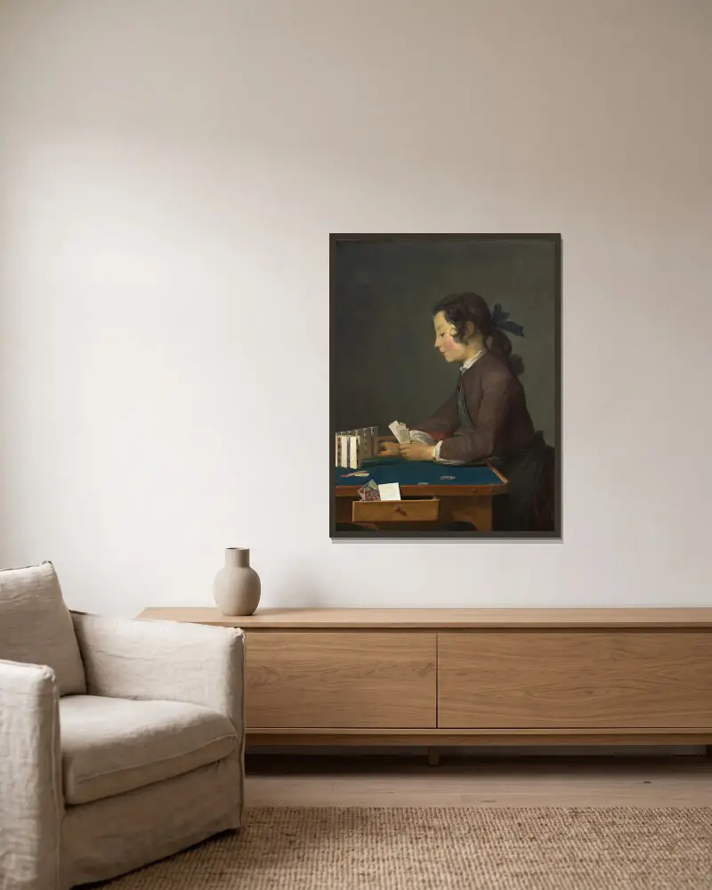 Korthuset av Jean Siméon Chardin inramad på en vägg