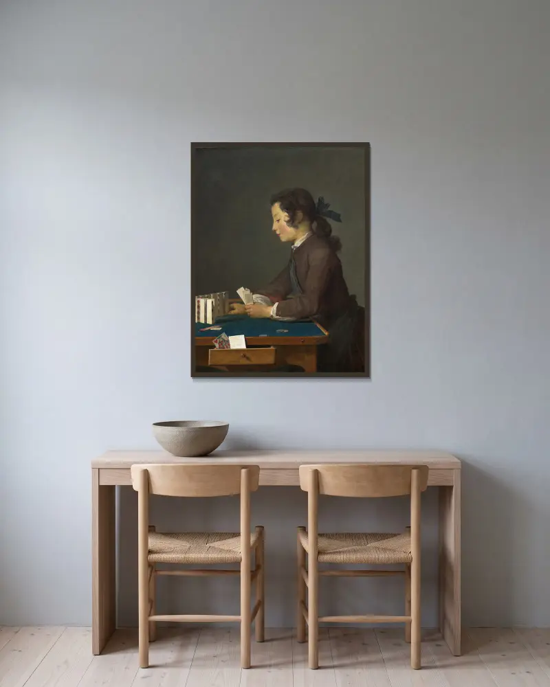 Korthuset av Jean Siméon Chardin inramad på en vägg