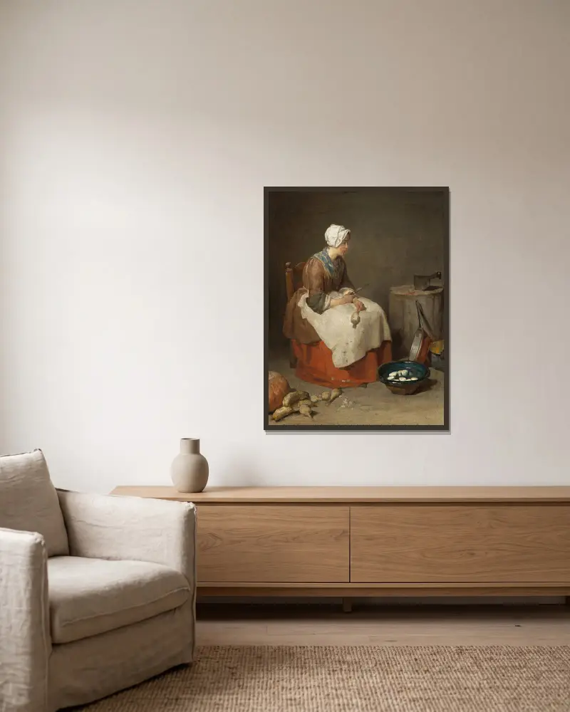 Die Küchenmagd, 1738 – Nr. 1 von Jean Siméon Chardin gerahmt an einer Wand