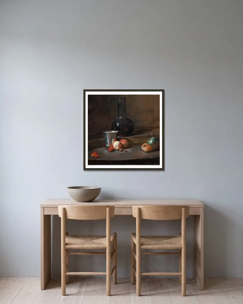 Der Silberbecher von Jean Siméon Chardin gerahmt an einer Wand