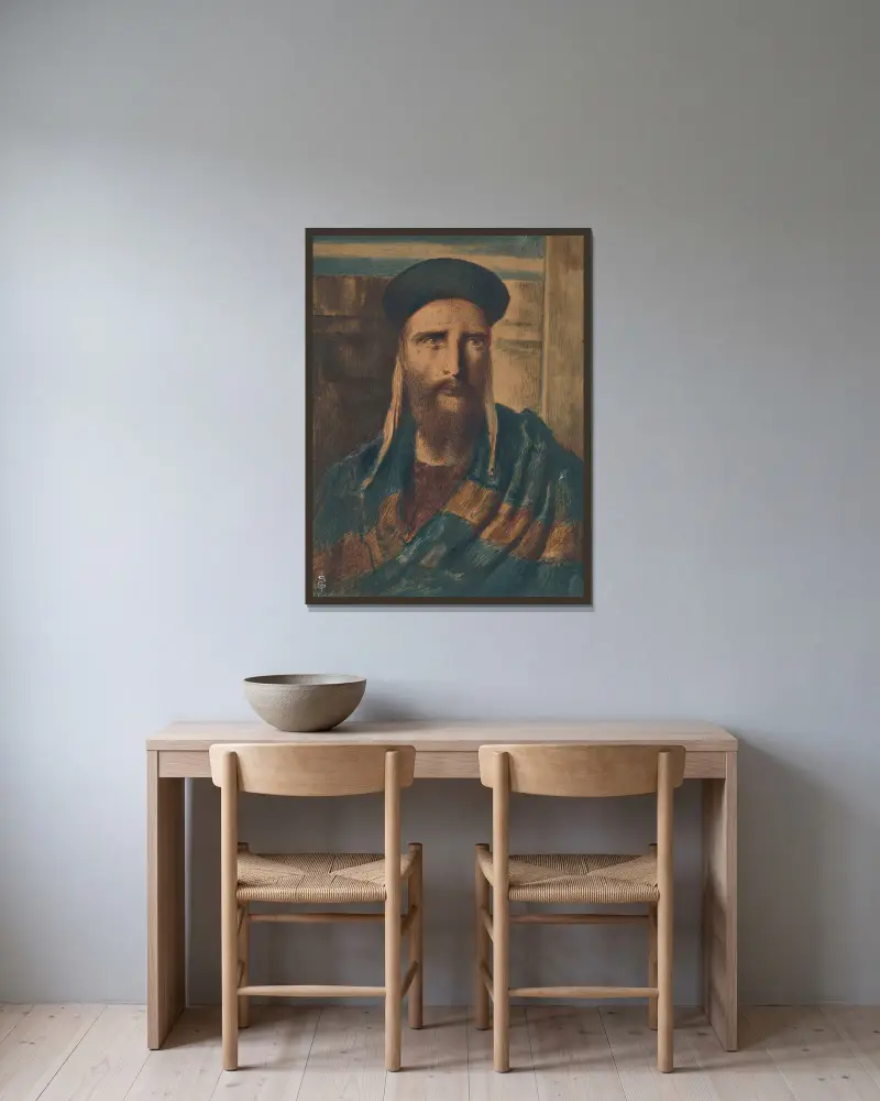 A Religious Scholar av Simeon Solomon inramad på en vägg