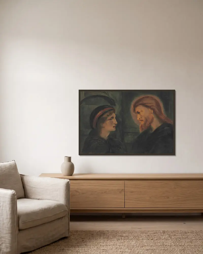 Kristus och en yngling av Simeon Solomon inramad på en vägg