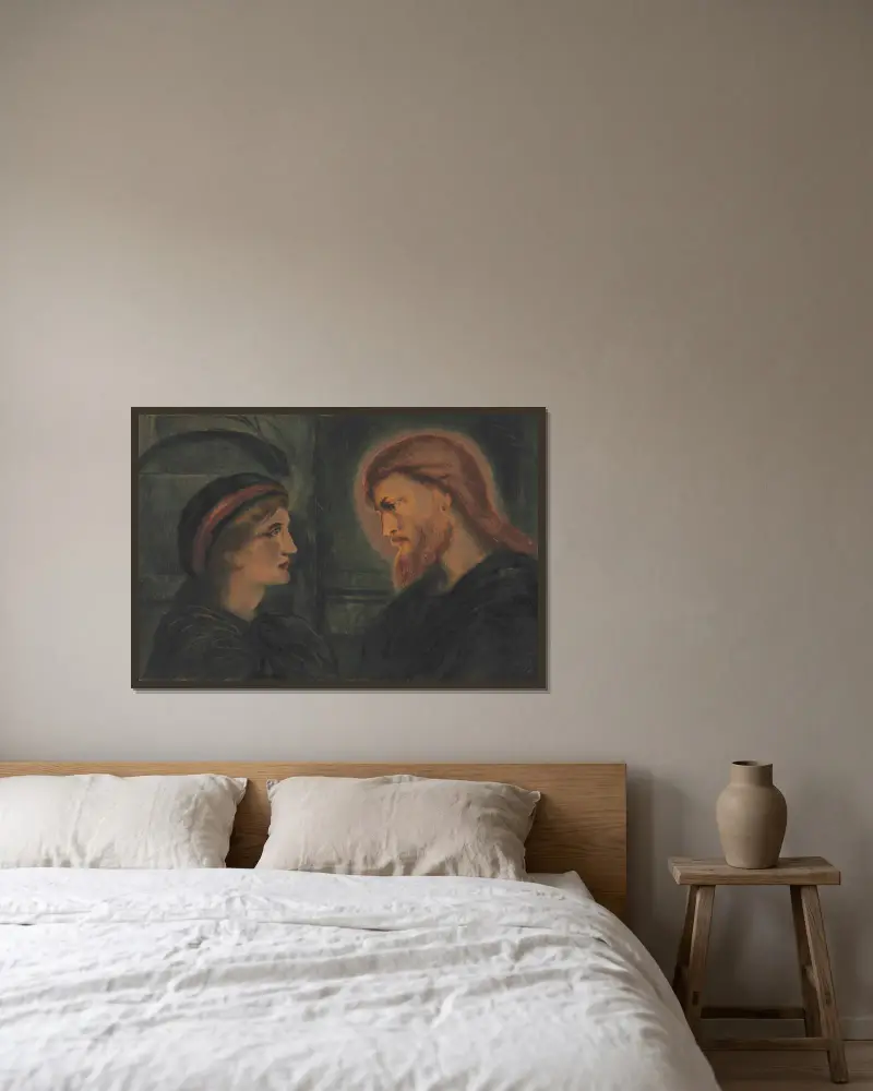 Kristus och en yngling av Simeon Solomon inramad på en vägg