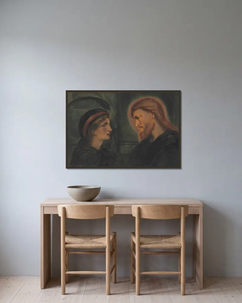 Kristus och en yngling av Simeon Solomon inramad på en vägg