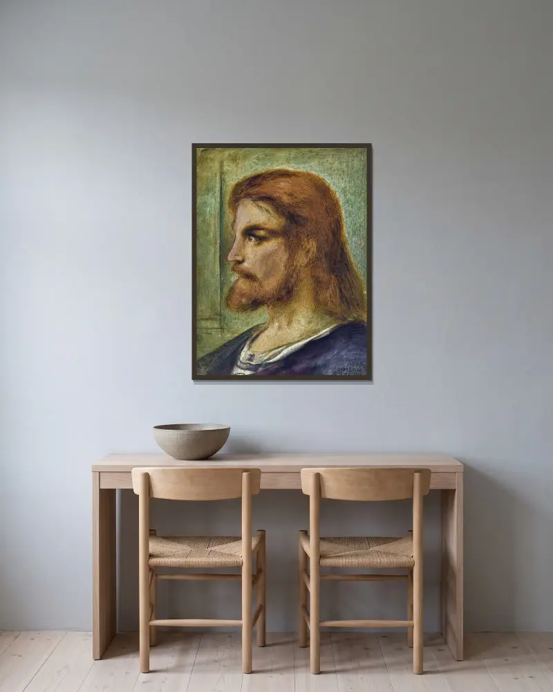 Head Of Christ av Simeon Solomon inramad på en vägg