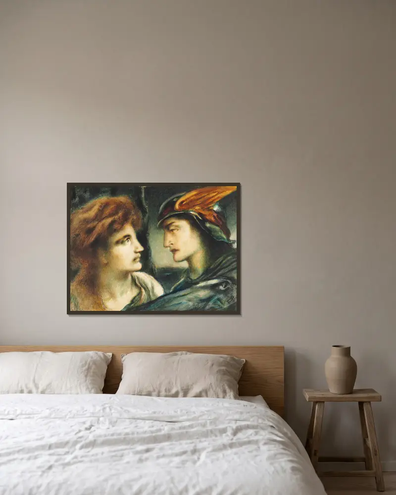 Merkur und Proserpina von Simeon Solomon gerahmt an einer Wand