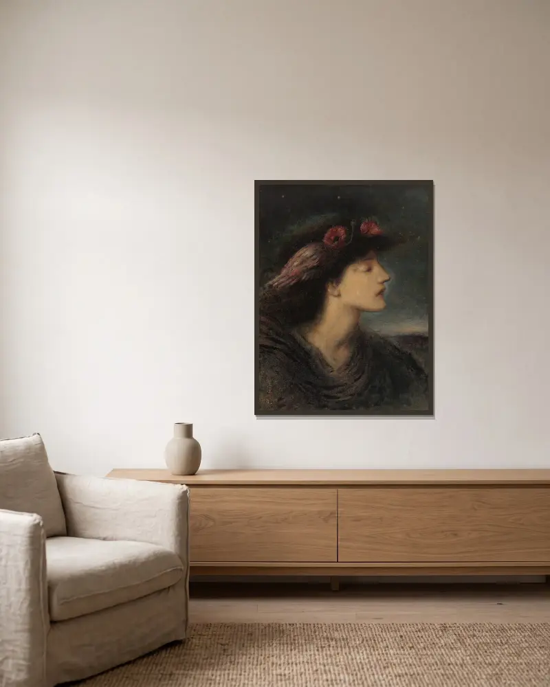 Nacht, 1890 von Simeon Solomon gerahmt an einer Wand